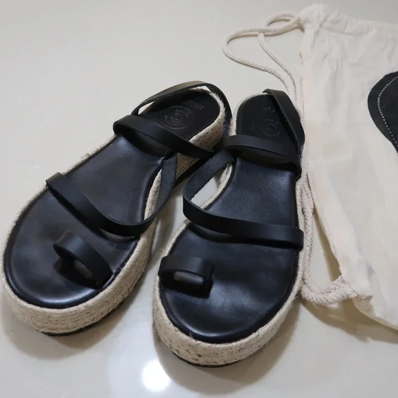 Christina Christi Handmade Leather Sandals Black Color - Picture 5 of 7